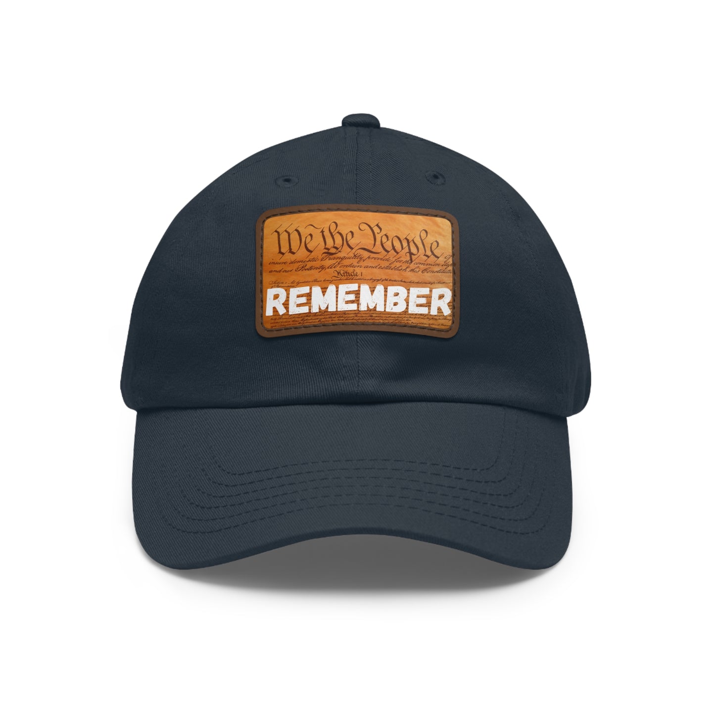 Patriotic Dad Hat with Leather Patch | Remember | Gifts for Dads, Father's Day, Casual Look, Everyday Wear, USA Pride