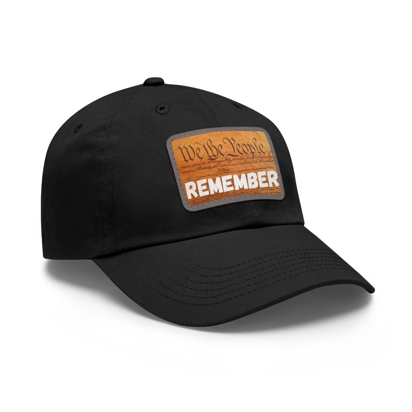 Patriotic Dad Hat with Leather Patch | Remember | Gifts for Dads, Father's Day, Casual Look, Everyday Wear, USA Pride