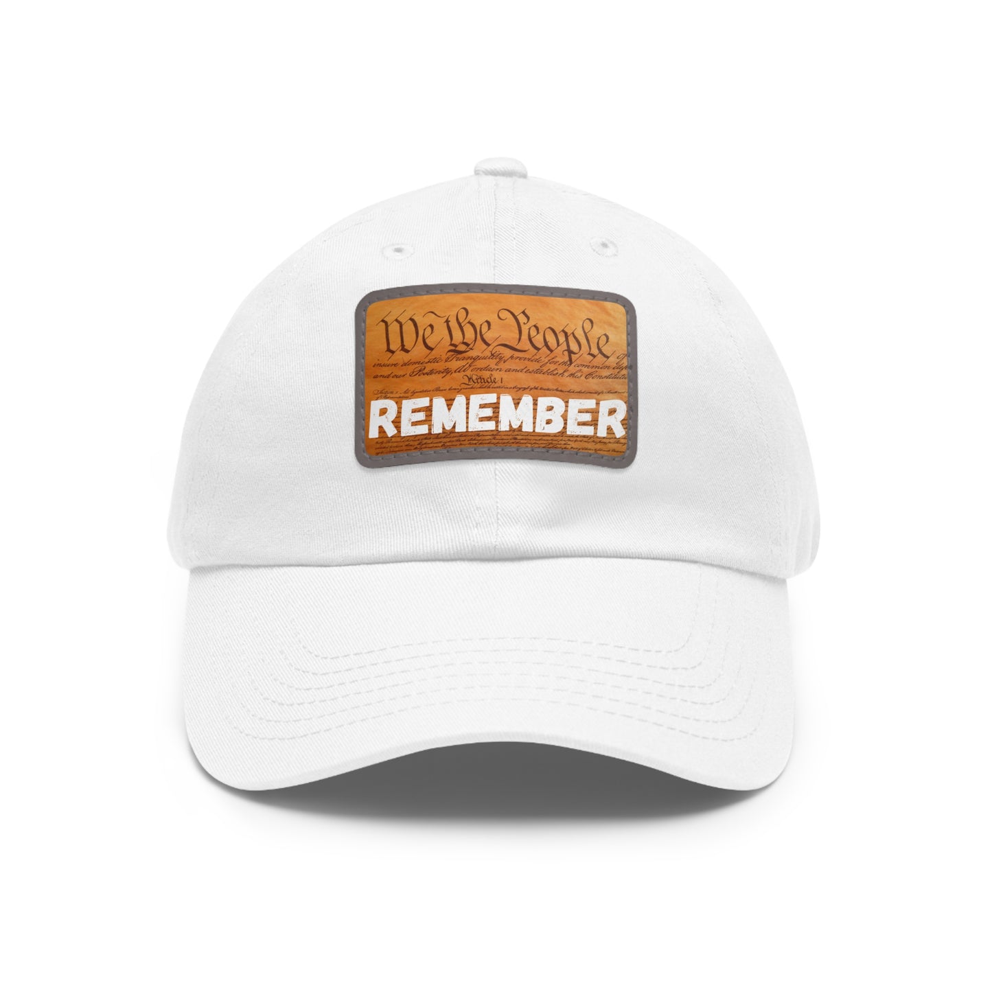 Patriotic Dad Hat with Leather Patch | Remember | Gifts for Dads, Father's Day, Casual Look, Everyday Wear, USA Pride