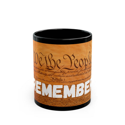 Patriotic Black/White Mug with 'Remember' Design | 11oz & 15oz | Great for Fourth of July, Memorial Day, Gift for History Lovers
