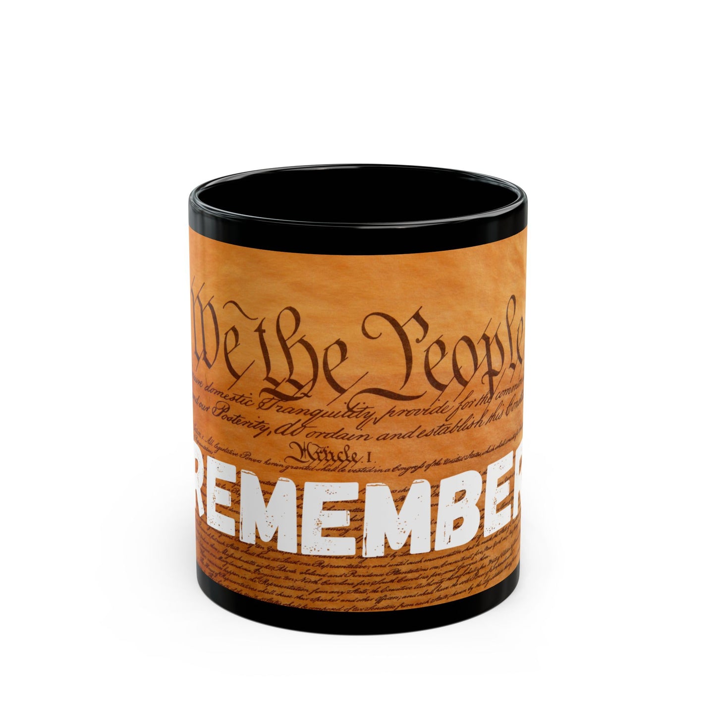 Patriotic Black/Red Mug - "We the People Remember" Coffee Cup for Celebrating Freedom, Gifts for Veterans, Memorial Day, 4th of July